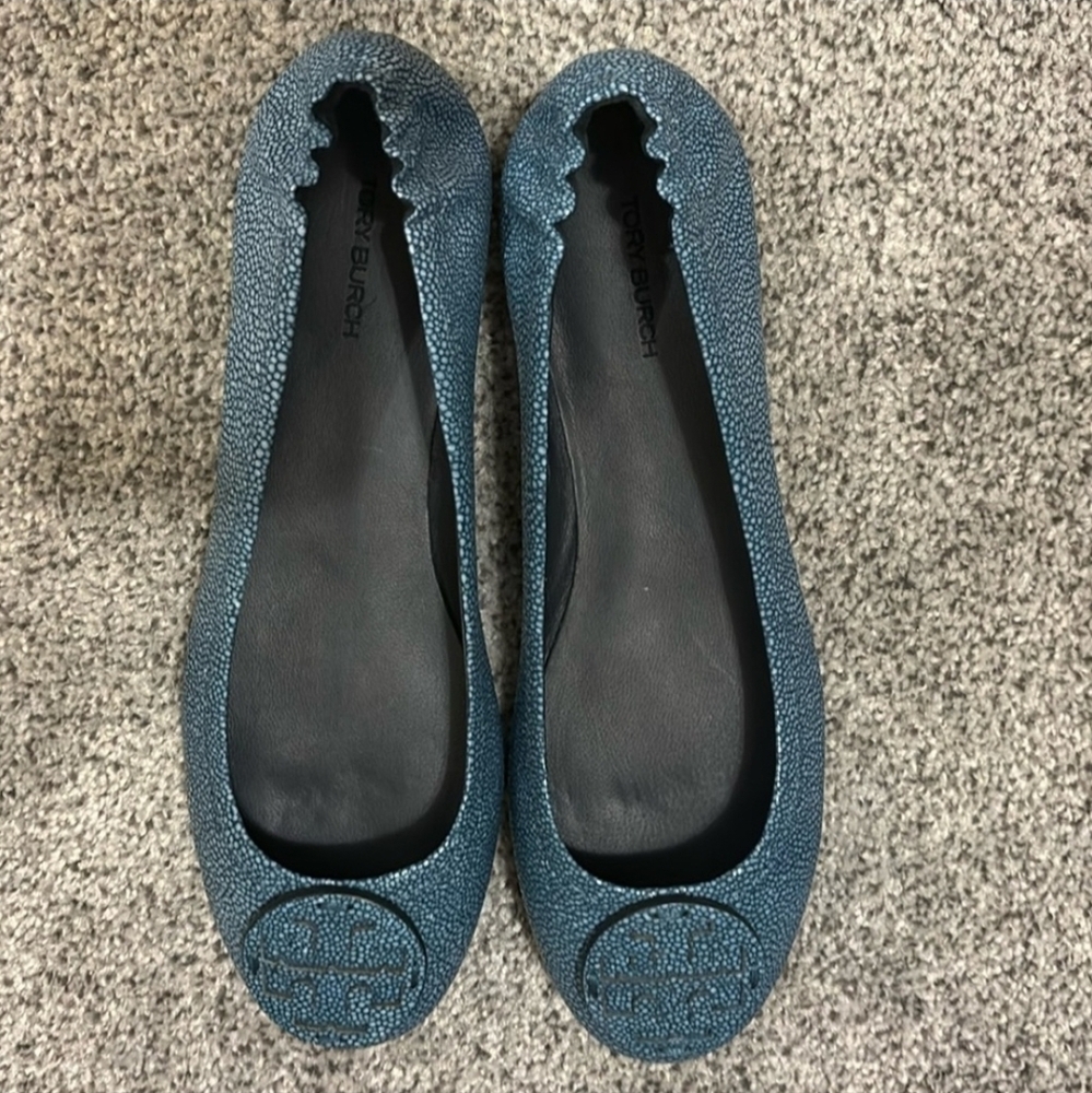 Tory Burch Teal Textured Flats